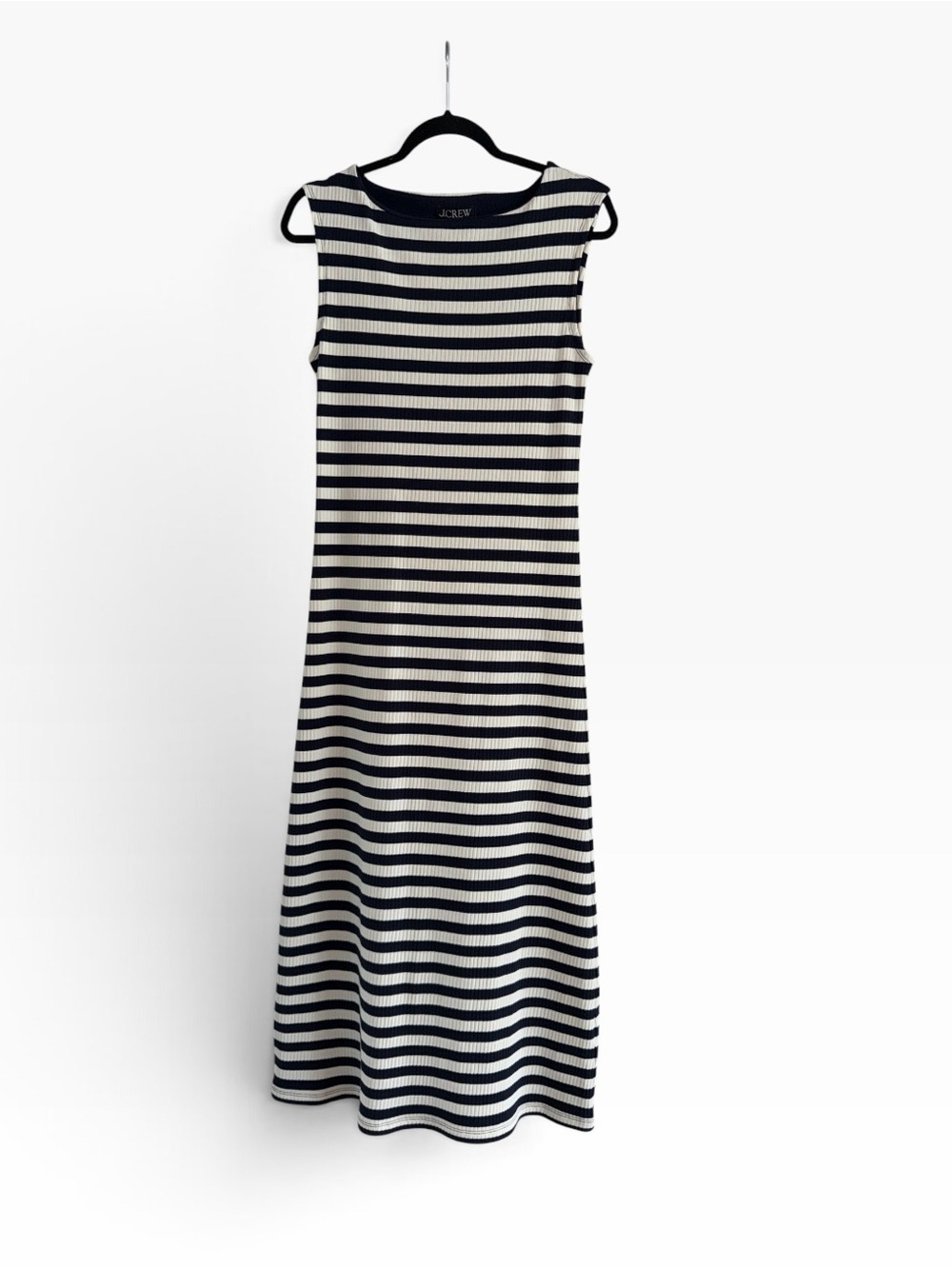 J. Crew Ribbed Knit boatneck midi dress in stripes Size Small NWT - Picture 5 of 11